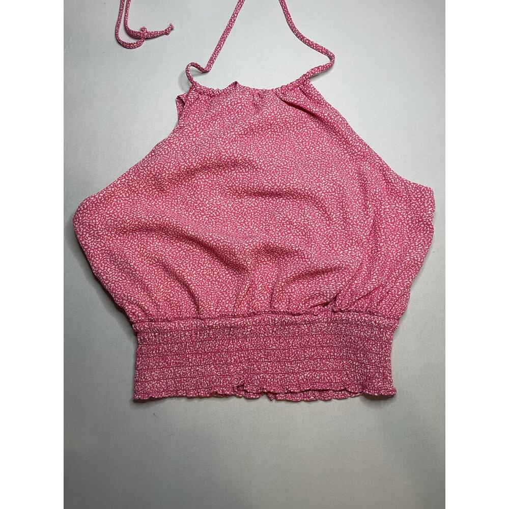 Sienna Sky Women's Hot Pink Halter Crop Top Size Small Tie Neck Sleeveless